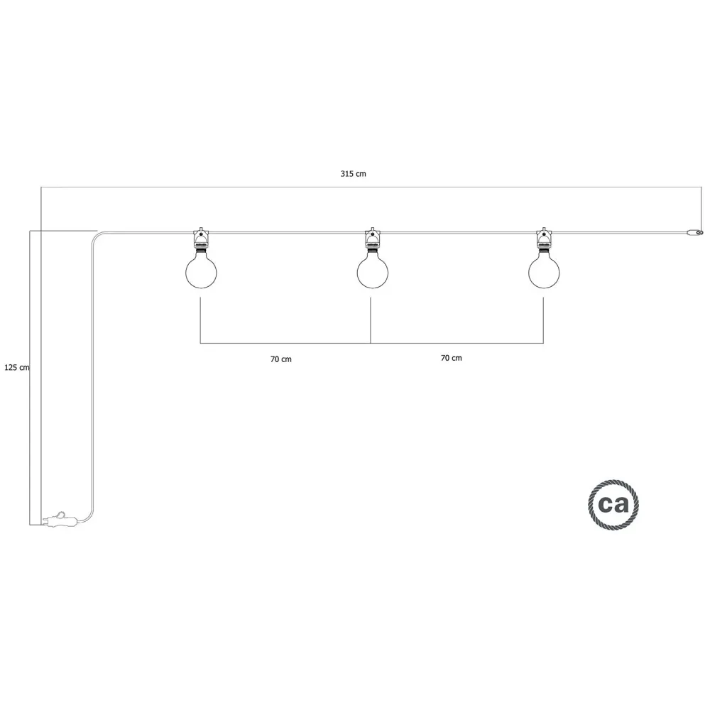 Modulaire lichtslinger voor buiten IP65 draagbaar met 3 lampen - Wit
