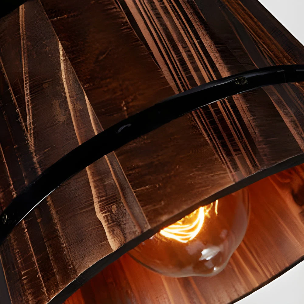 RusticCharm – Hanglamp de vorm van een houten emmer voor de bar Niyra