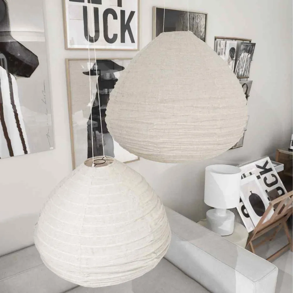 NOA MAY Hanglamp Dome - taupe - linnen - XL - Ø 60 cm / H 54 cm
