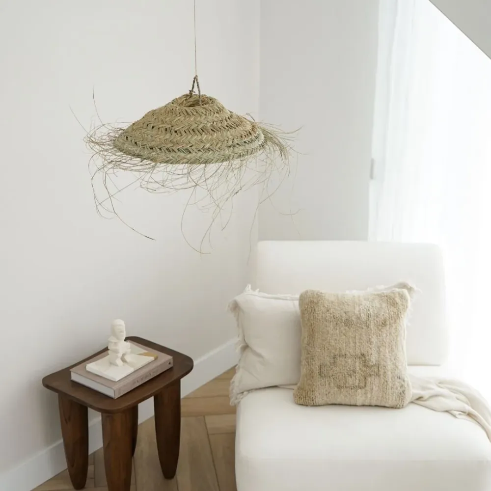 NOA MAY Hanglamp Flat - naturel - zeegras - Ø 40 x h 9 cm