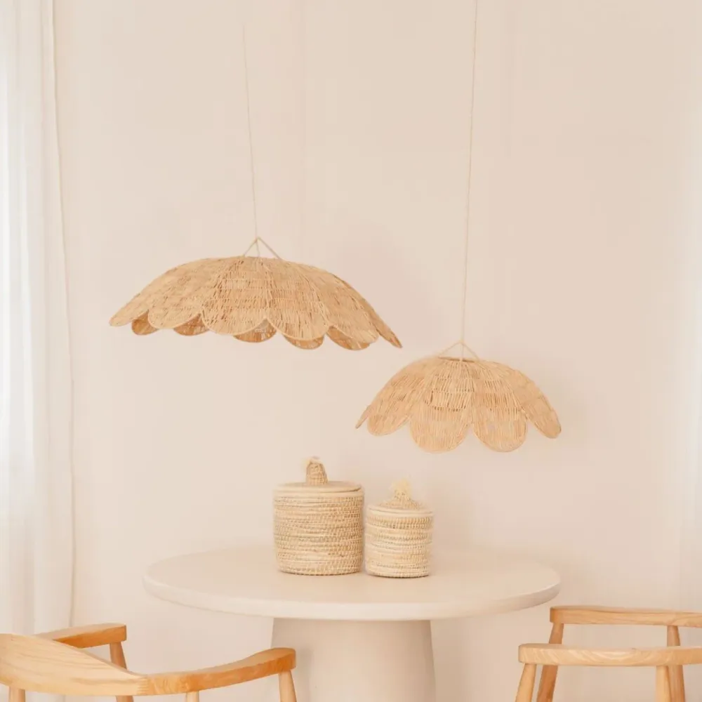 NOA MAY Hanglamp Flora - natural - raffia/metaal - Ø 50 x h 17 cm