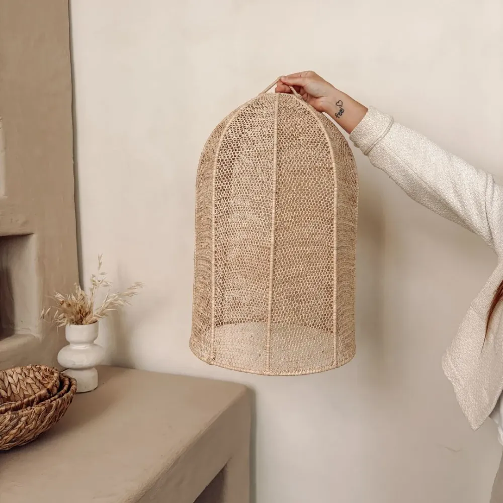 NOA MAY Hanglamp Mace - naturel - raffia/metaal - Ø 35 x h 55 cm