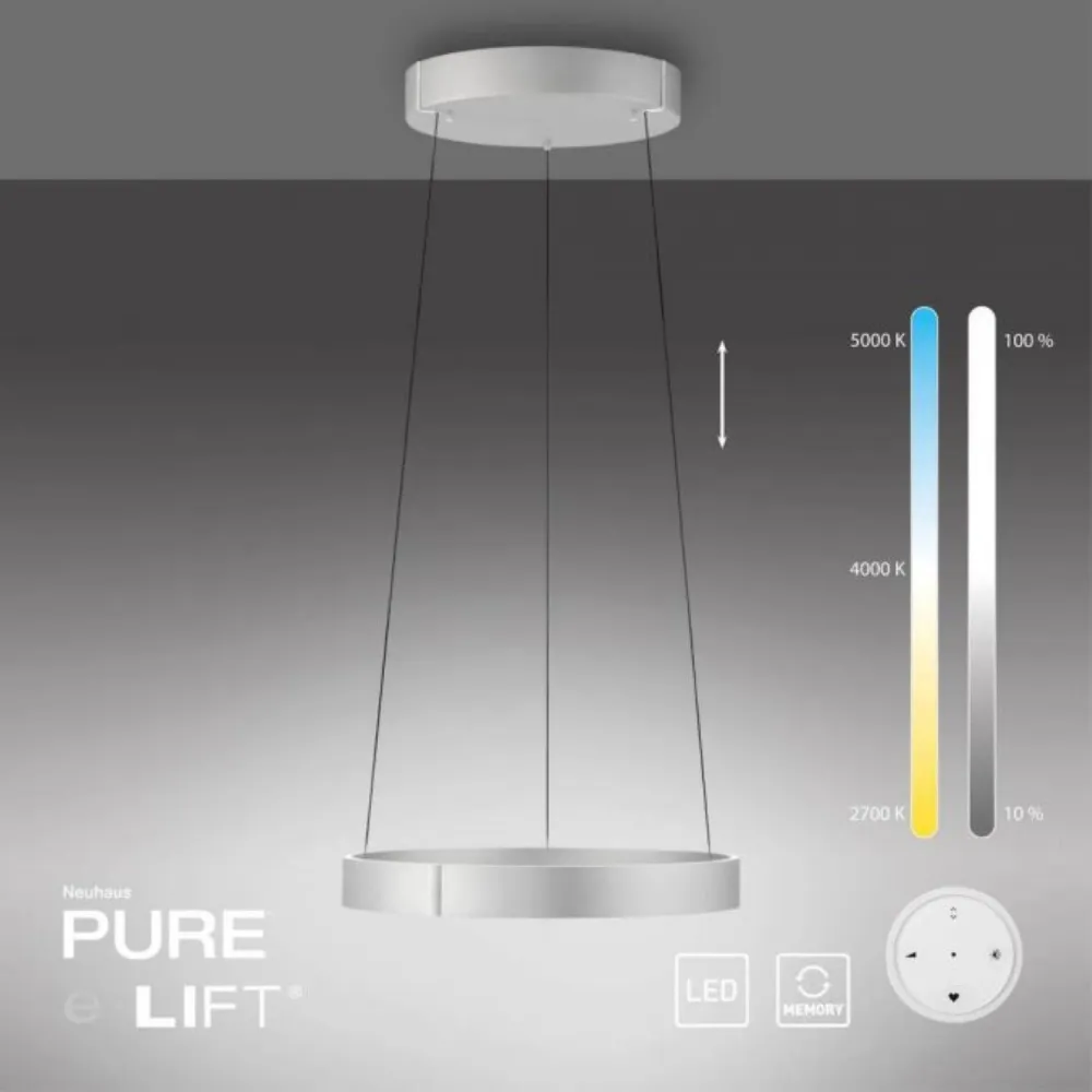 Neuhaus PURE hanglamp E-Clipse - 2 lichts - 50 x 350 cm - mat chroom Paul Neuhaus