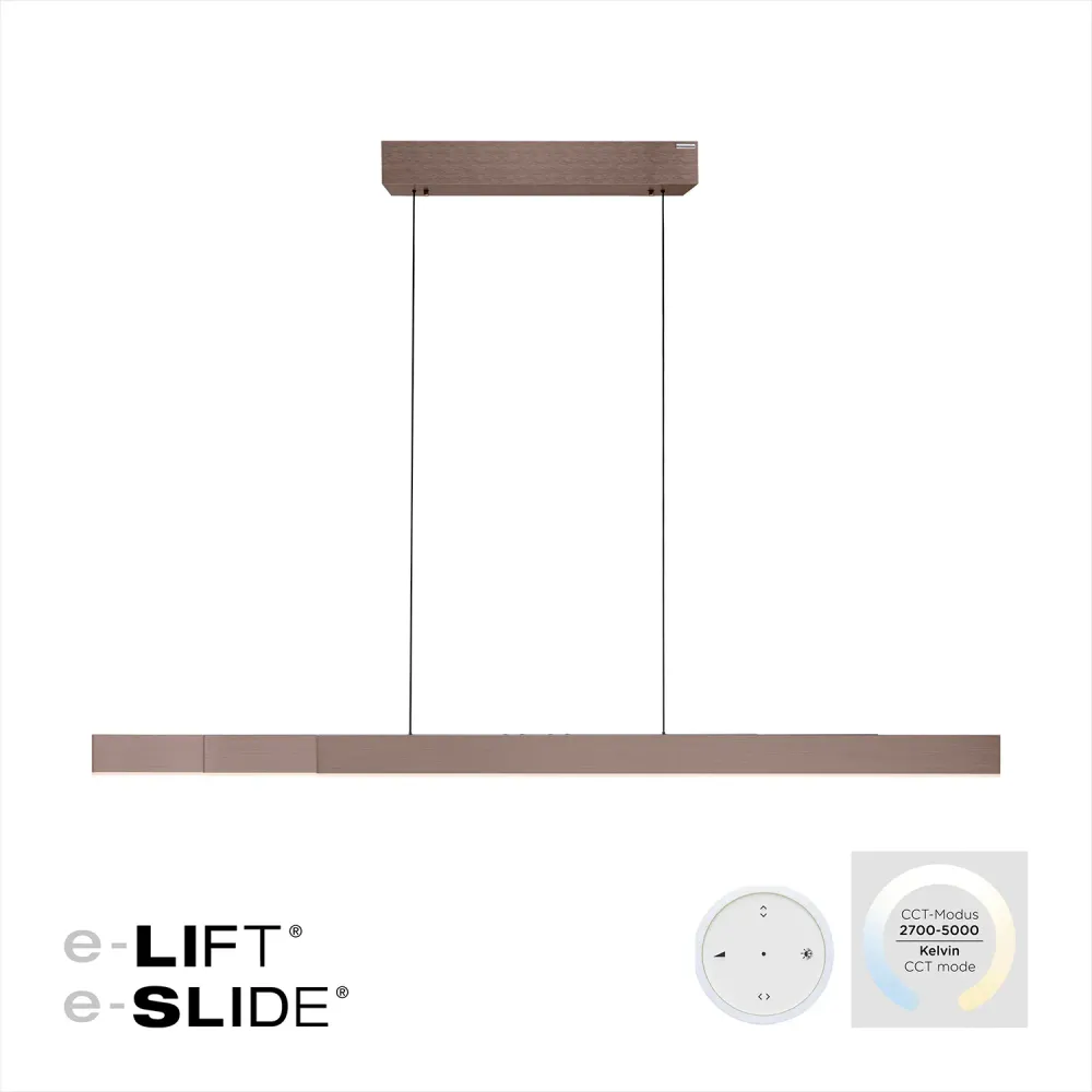 Neuhaus PURE hanglamp e-Lift - 3 lichts - 200 x 240 cm - bruin Paul Neuhaus