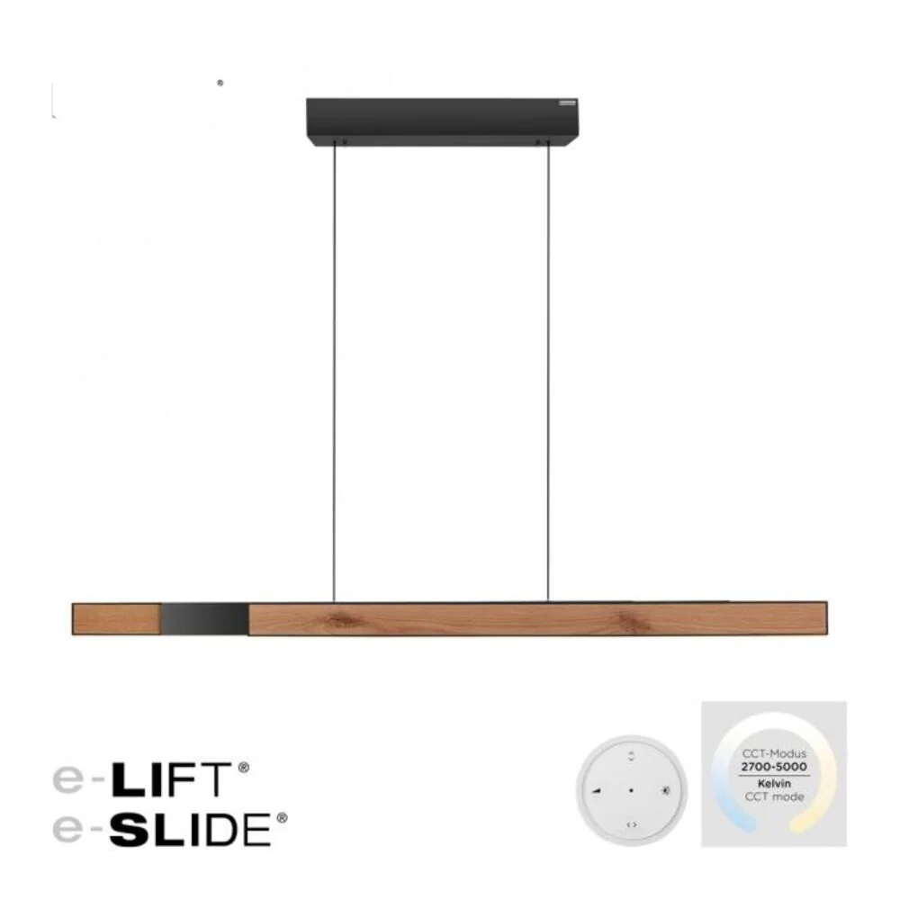 Neuhaus PURE hanglamp e-Lift - 3 lichts - 200 x 240 cm - zwart hout Paul Neuhaus