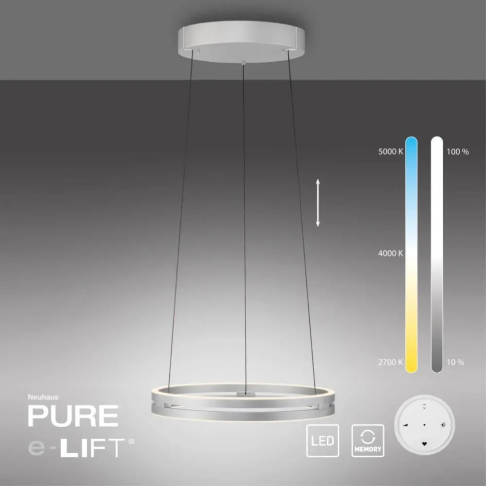 Neuhaus PURE hanglamp E-Loop - 2 lichts - 50 x 350 cm - mat chroom Paul Neuhaus