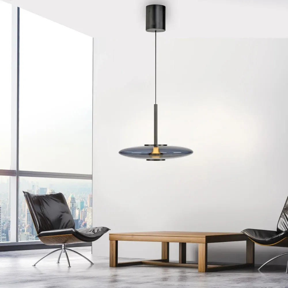 Neuhaus PURE hanglamp E-Vitrum - 1 lichts - 45 x 240 cm - antraciet Paul Neuhaus
