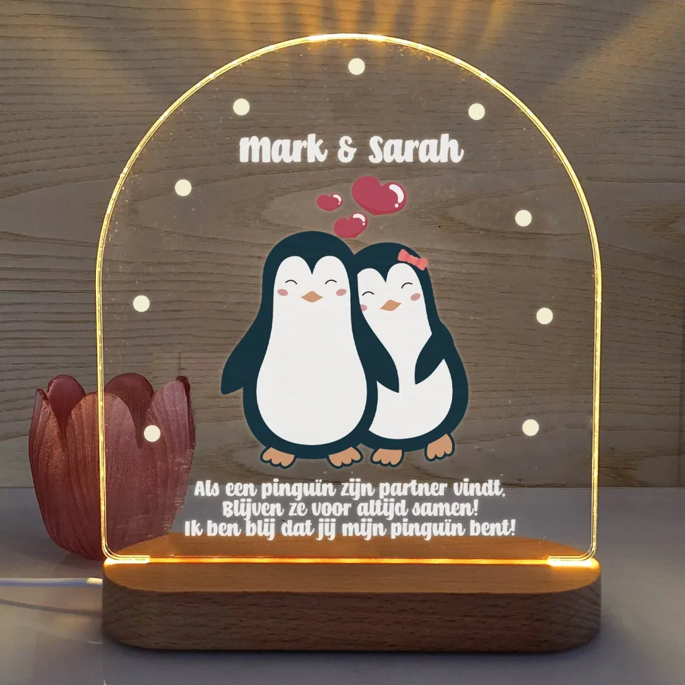 Penguïn Partners - Ledlamp met eigen namen