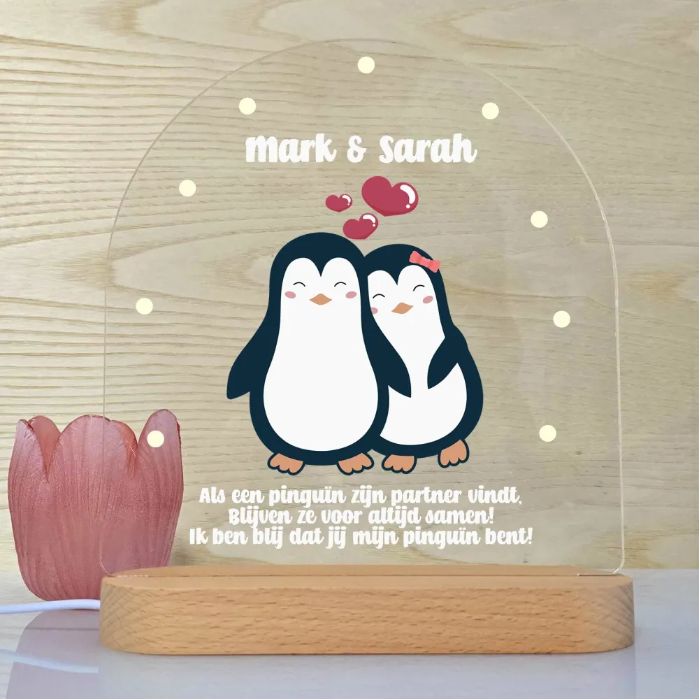 Penguïn Partners - Ledlamp met eigen namen