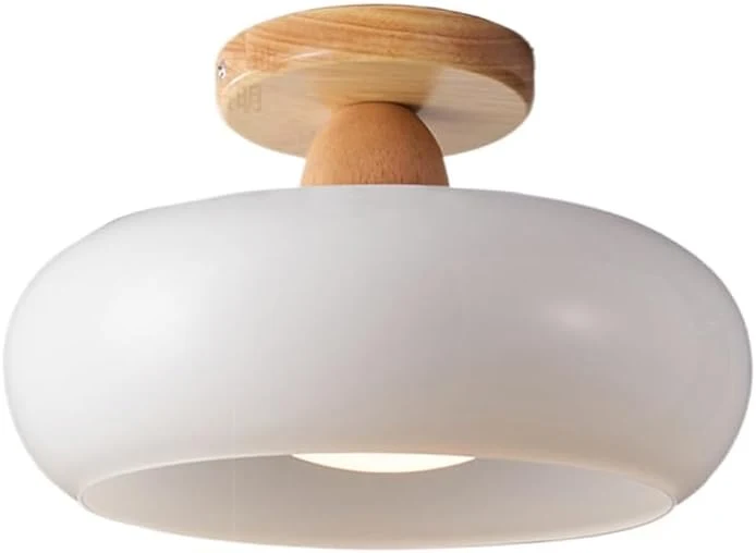 Plafondlamp Hout en Glas met LED