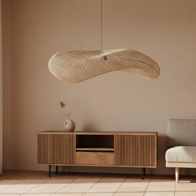 Rotan hanglamp Wave 115 cm Raw Materials