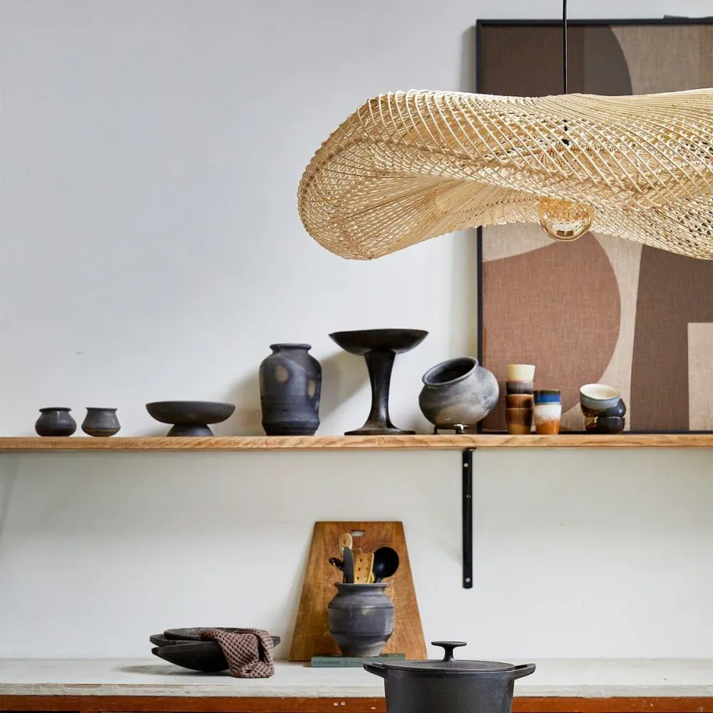 Rotan hanglamp Wave 90 cm Raw Materials