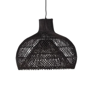 Rebellenclub Hanglamp Glen Zwart - rattan - Ø 45 cm