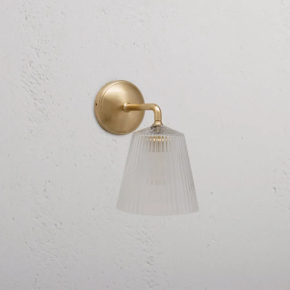 Richmond Medium Wandlamp Geribbeld Glas - Antiek Messing