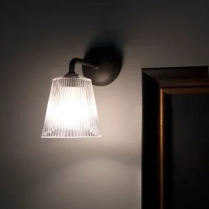 Richmond Medium Wandlamp Geribbeld Glas - Brons