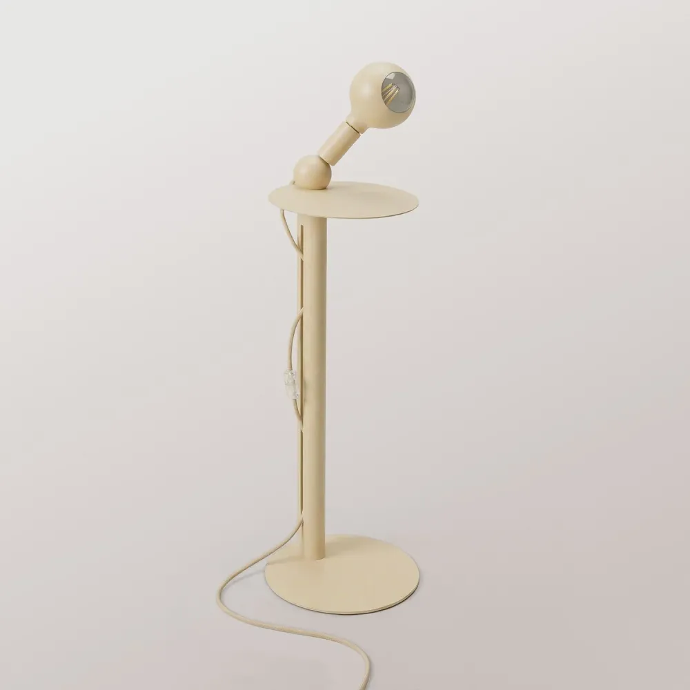 Rocco - Vloerlamp met Stekker UK en Camo Lichtbron - Crème