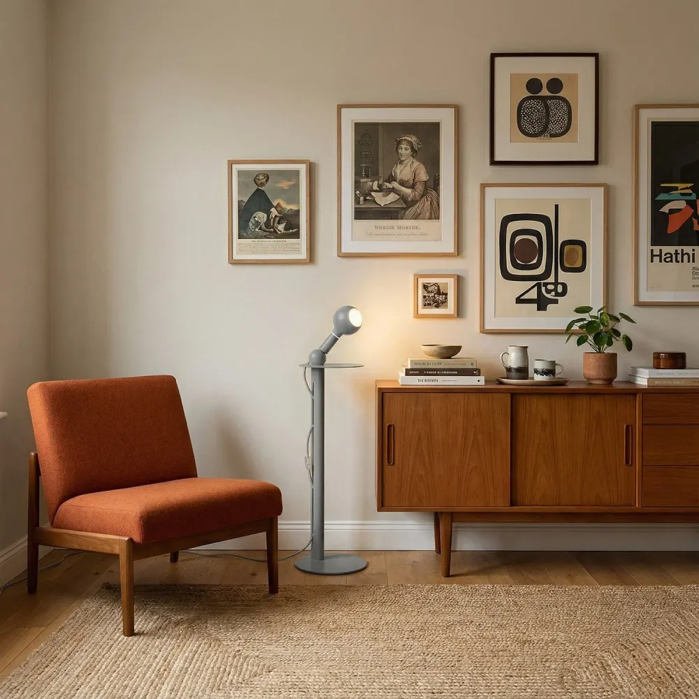Rocco - Vloerlamp met UK-stekker en Camo-lichtbron - Grijs