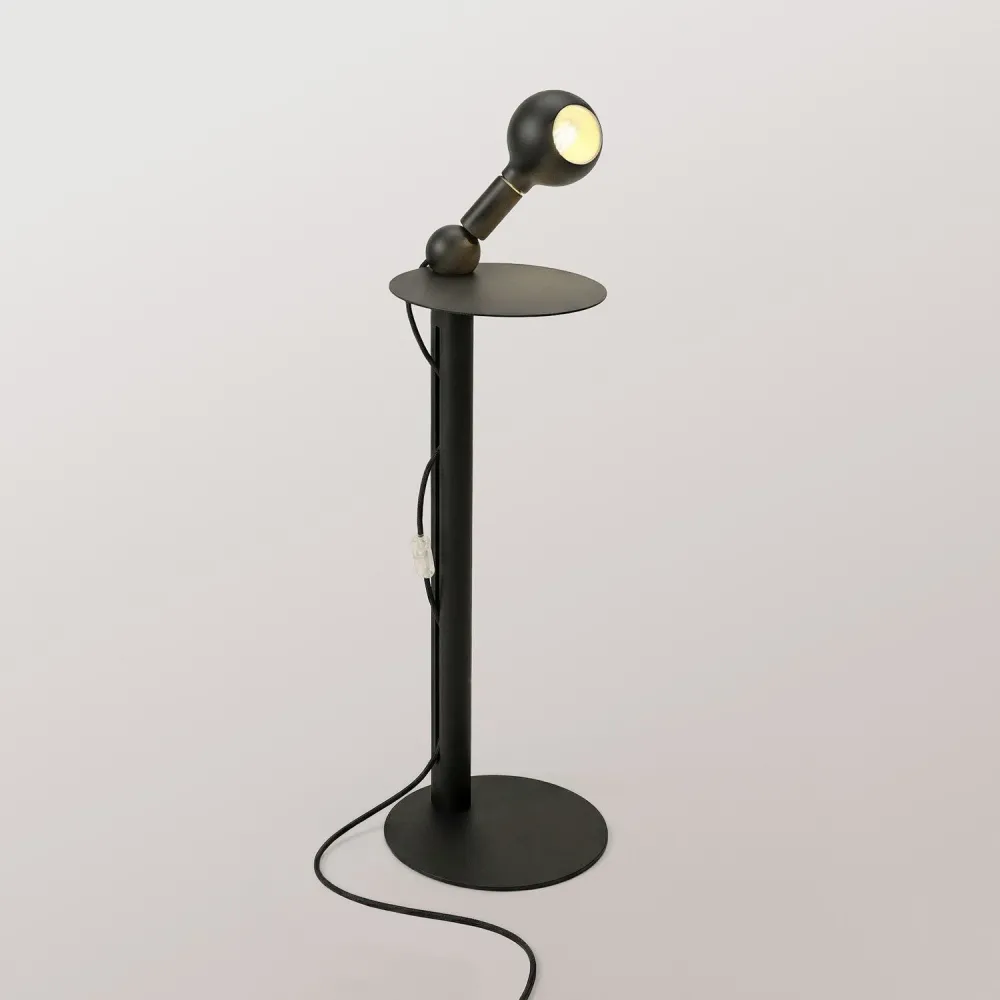 Rocco - Vloerlamp met UK-stekker en Camo-lichtbron - Zwart