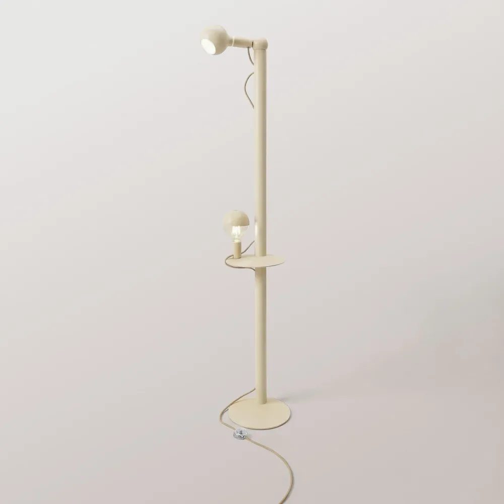 Rocco XXL - Vloerlamp met UK-Stekk er en Lichtbron Maria en Camo - Crème