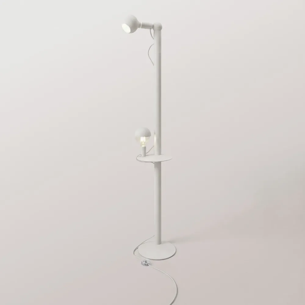 Rocco XXL - Vloerlamp met UK-Stekk er en Lichtbron Maria en Camo - Wit