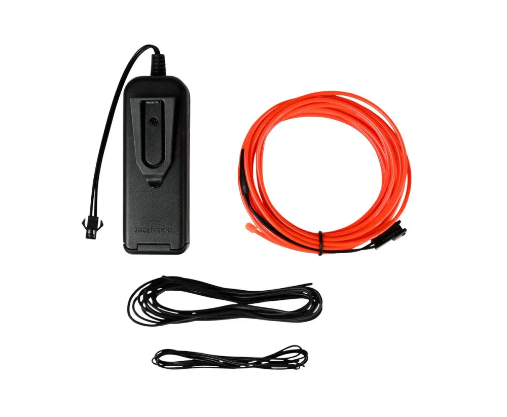 Rode Flexibele Neon Draad 3m, 3 Lichtmodi, AA Batterij Aangedreven