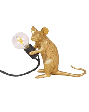 Seletti mouselamp zittend goud