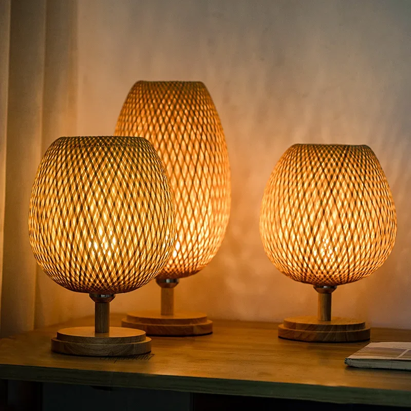 AntiqueBamboo - Vintage Bamboe Tafellamp Selzar