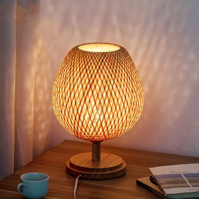 AntiqueBamboo - Vintage Bamboe Tafellamp Selzar