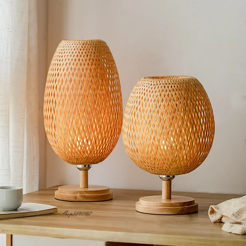 AntiqueBamboo - Vintage Bamboe Tafellamp Selzar
