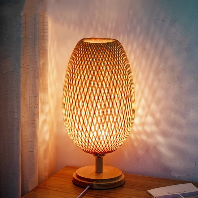 AntiqueBamboo - Vintage Bamboe Tafellamp Selzar