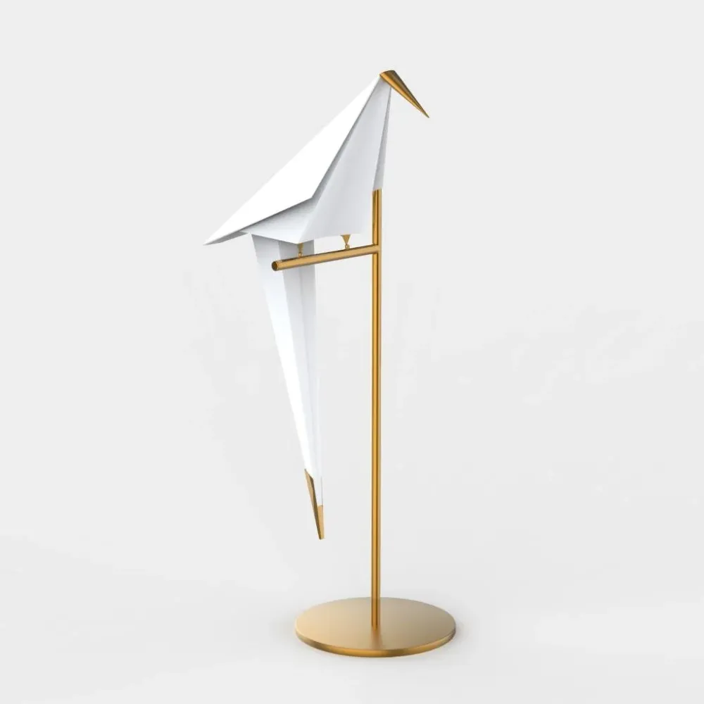ArtiLicht - Gouden Tafellamp met Origami Kraanvogel Ontwerp Selzar