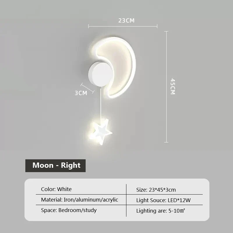 Dreamscape - Wolken Ster Maan Wandlamp Selzar