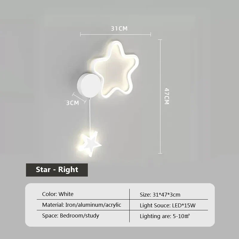 Dreamscape - Wolken Ster Maan Wandlamp Selzar