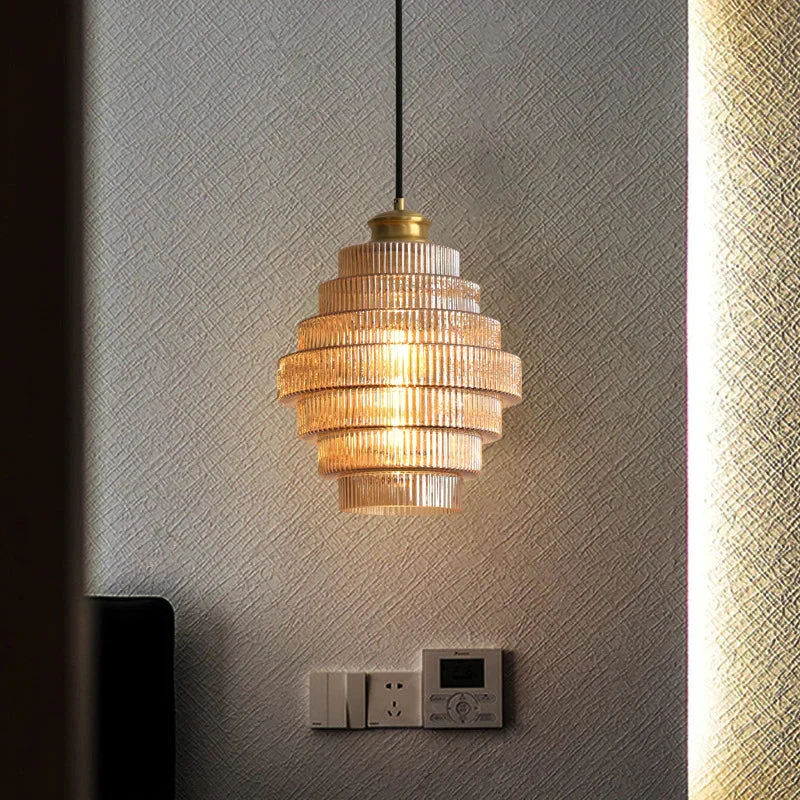 Hanglamp van Glas en Messing Flesvorm Selzar