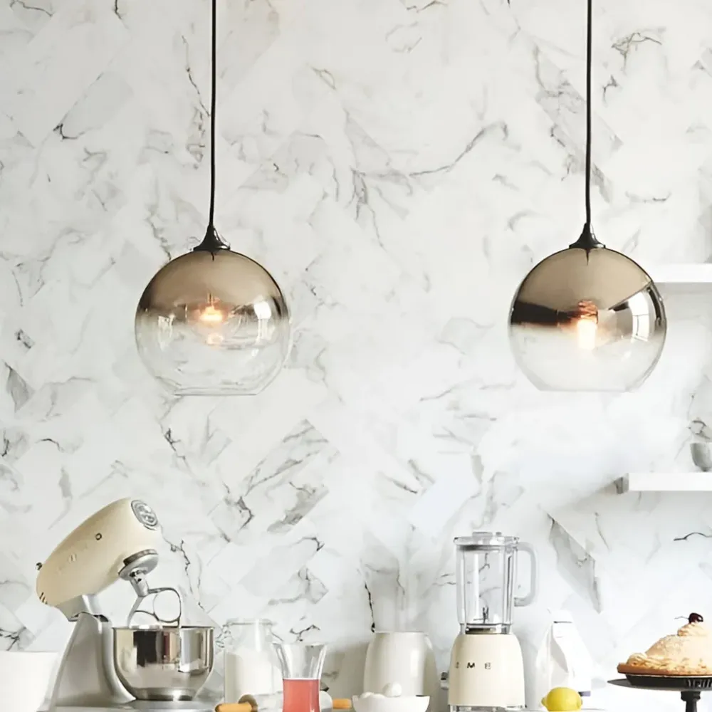 LichtMeester - Moderne Globe Design Hanglamp van Glas met LED Verlichting voor Keuken en Eetkamer Selzar