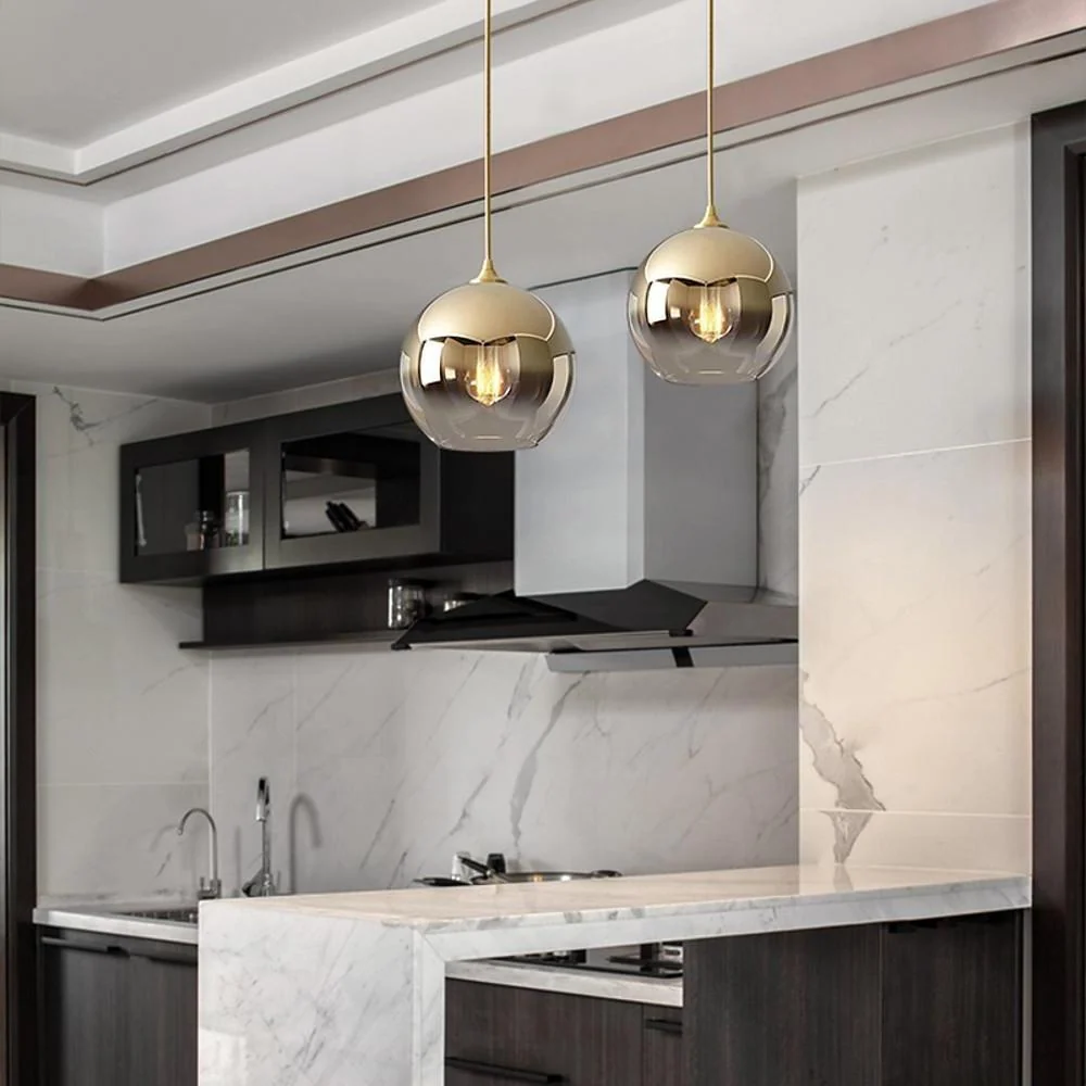LichtMeester - Moderne Globe Design Hanglamp van Glas met LED Verlichting voor Keuken en Eetkamer Selzar