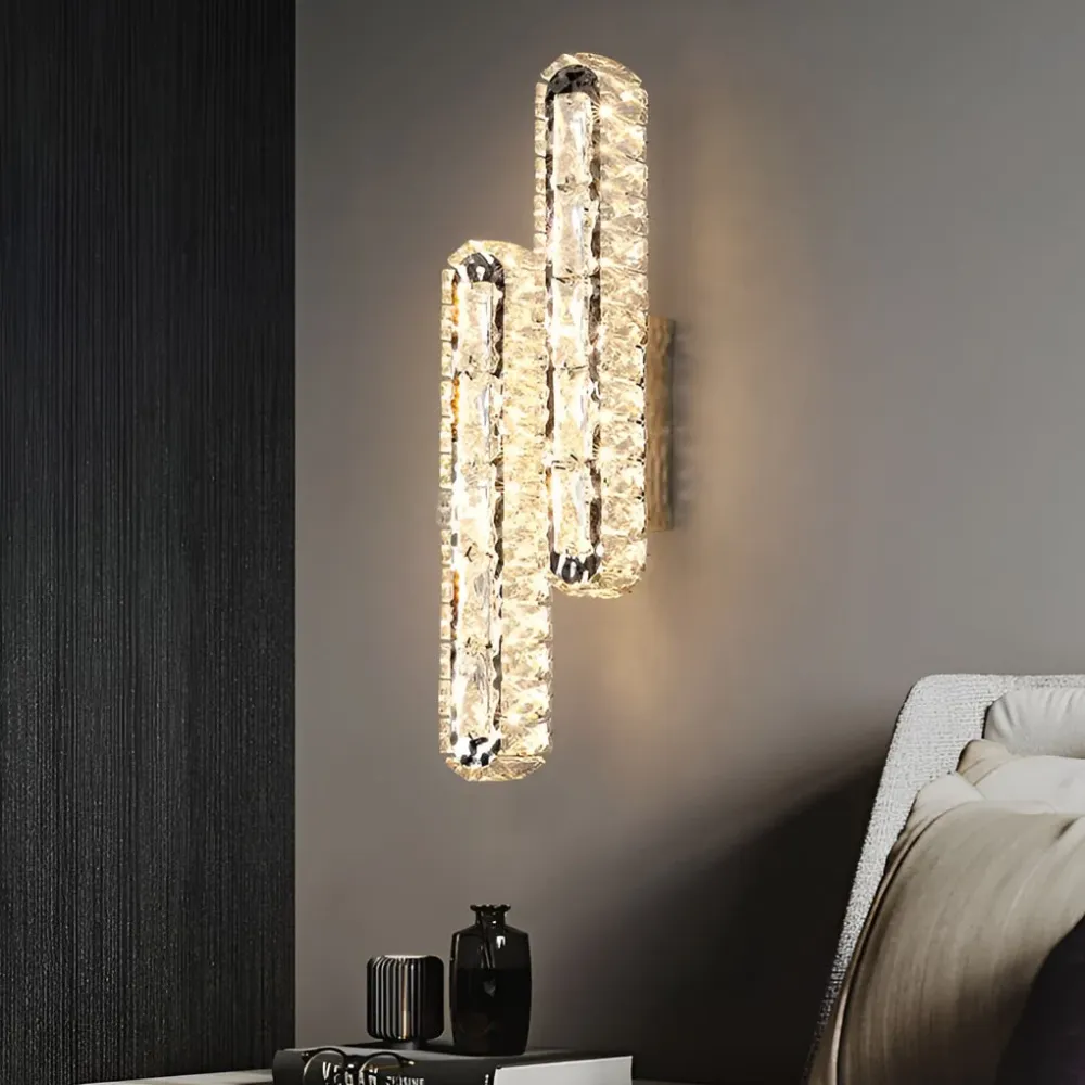 Lumina - Dubbele Strip LED Kristallen Moderne Wandlamp met Drie-Staps Dimfunctie Selzar