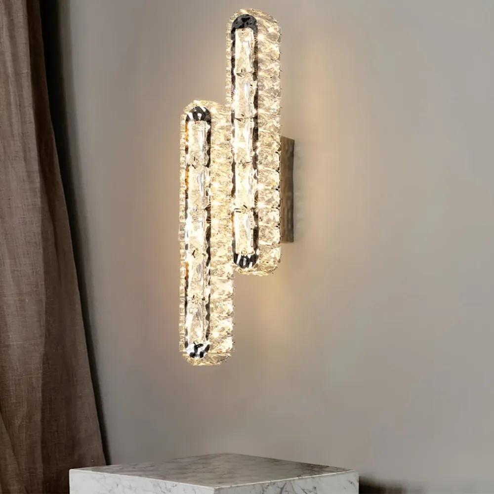 Lumina - Dubbele Strip LED Kristallen Moderne Wandlamp met Drie-Staps Dimfunctie Selzar