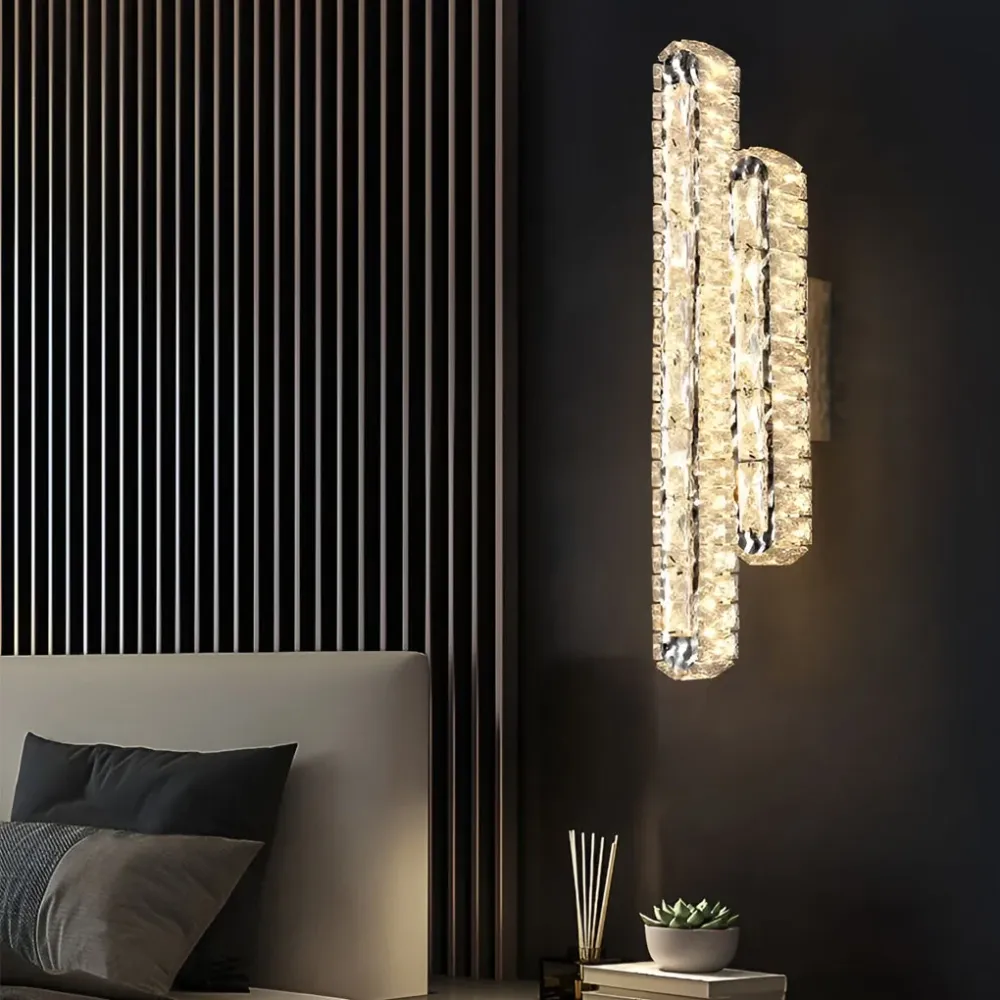 Lumina - Dubbele Strip LED Kristallen Moderne Wandlamp met Drie-Staps Dimfunctie Selzar