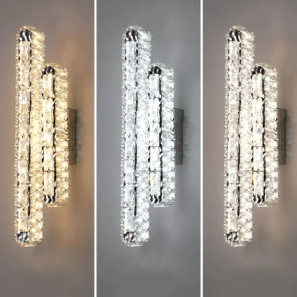 Lumina - Dubbele Strip LED Kristallen Moderne Wandlamp met Drie-Staps Dimfunctie Selzar
