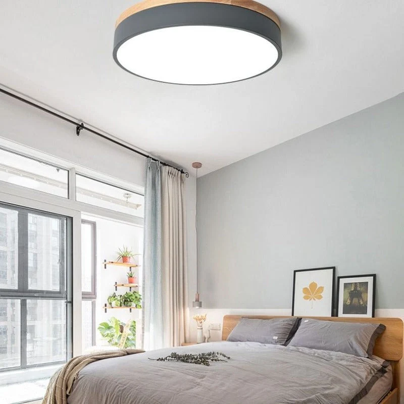 Morandi Moderne Plafondlamp Wit Grijs Metaal Hout Slaapkamer Woonkamer Selzar