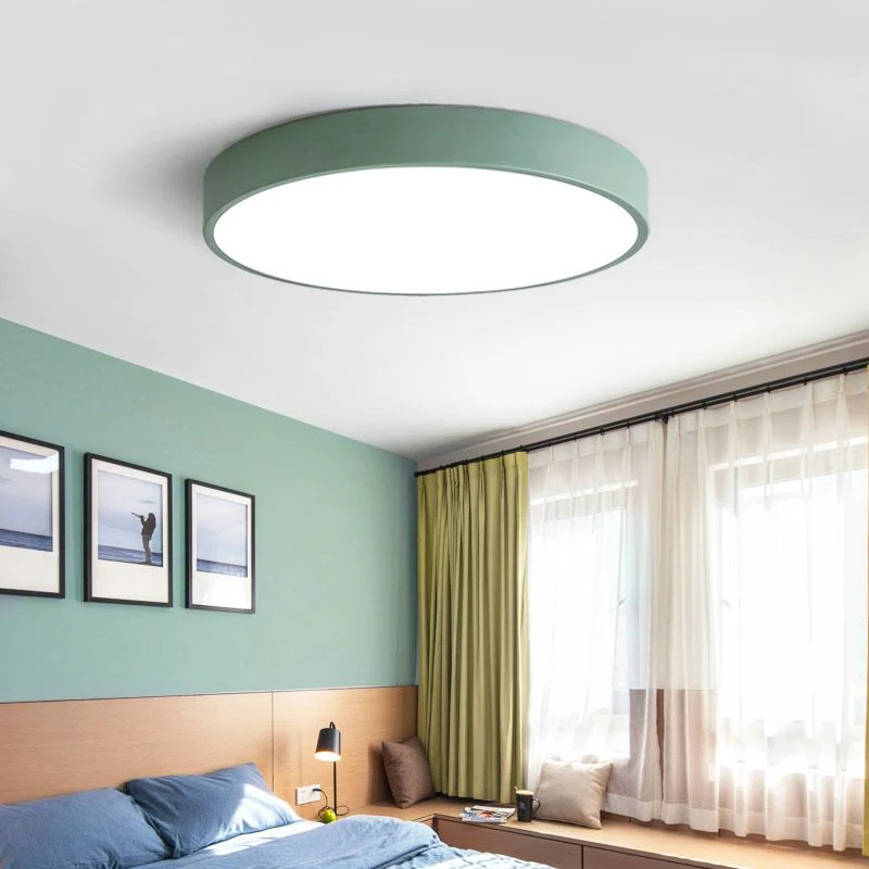 Morandi Moderne Ronde LED Plafondlamp Roze Grijs Metaal Woonkamer Selzar