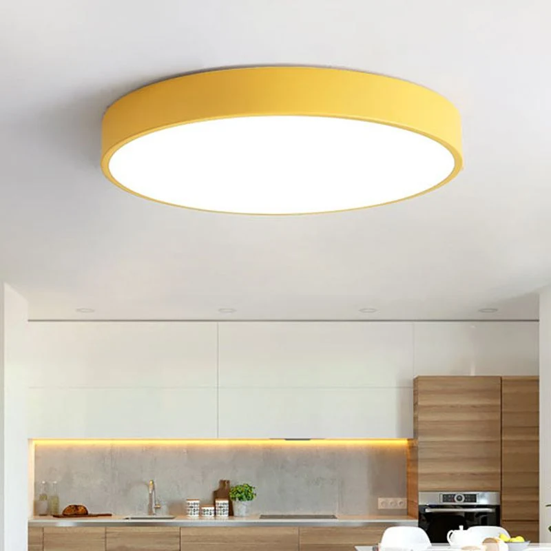 Morandi Moderne Ronde LED Plafondlamp Roze Grijs Metaal Woonkamer Selzar