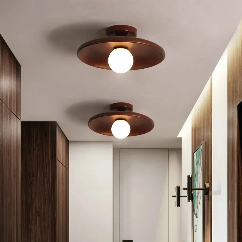 Nordic Houten Ronde Plafondlamp – Stijlvolle Verlichting voor Elke Ruimte Selzar