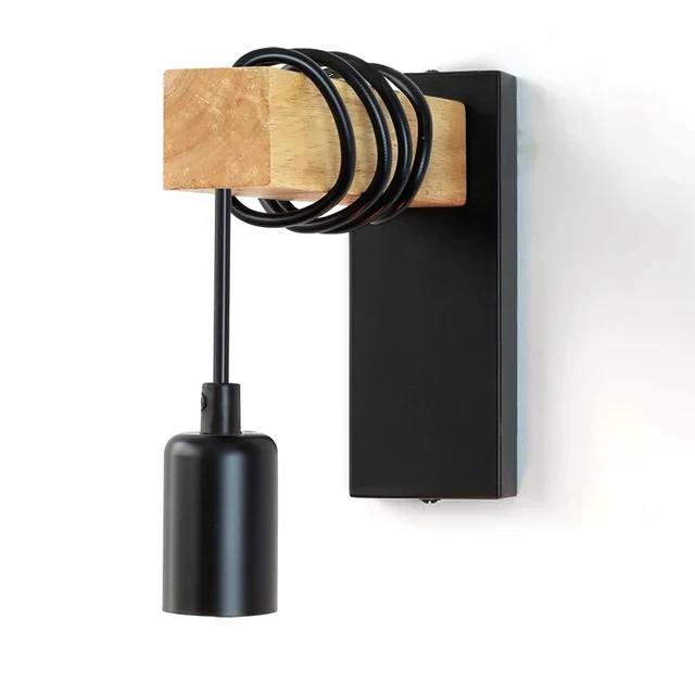 RusticBeam - Houten en IJzeren Wandlamp Selzar