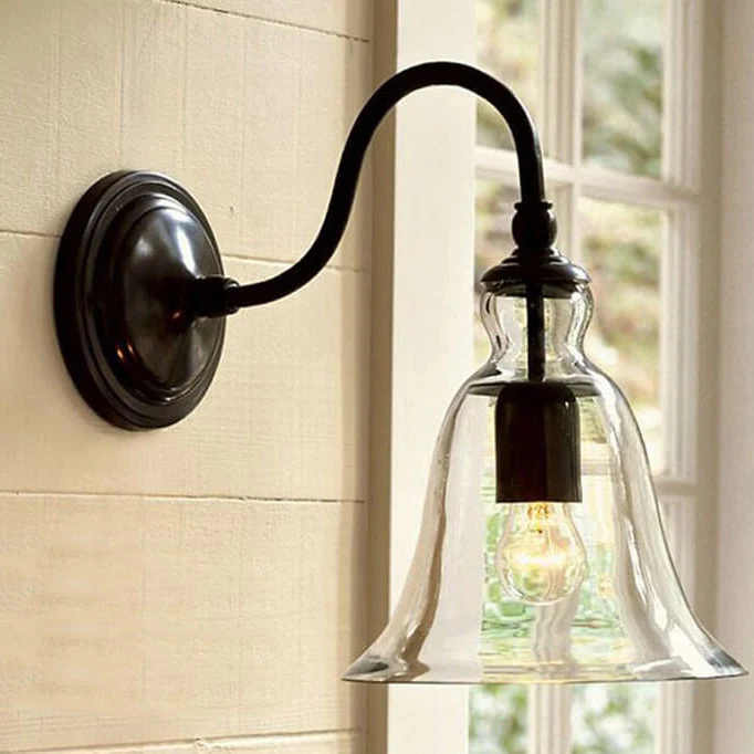 VintageGlow - Industriële wandlamp vintage-stijl met één helder glazen klok Selzar