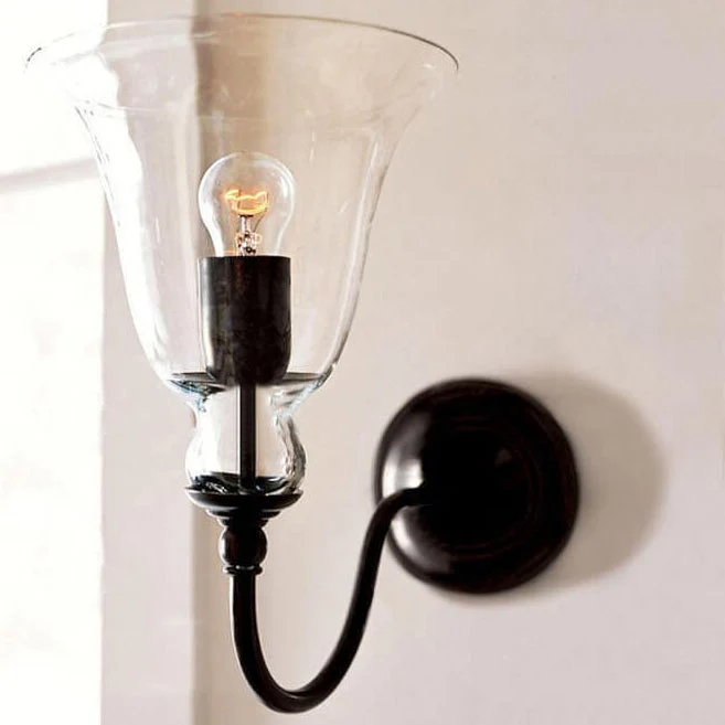 VintageGlow - Industriële wandlamp vintage-stijl met één helder glazen klok Selzar