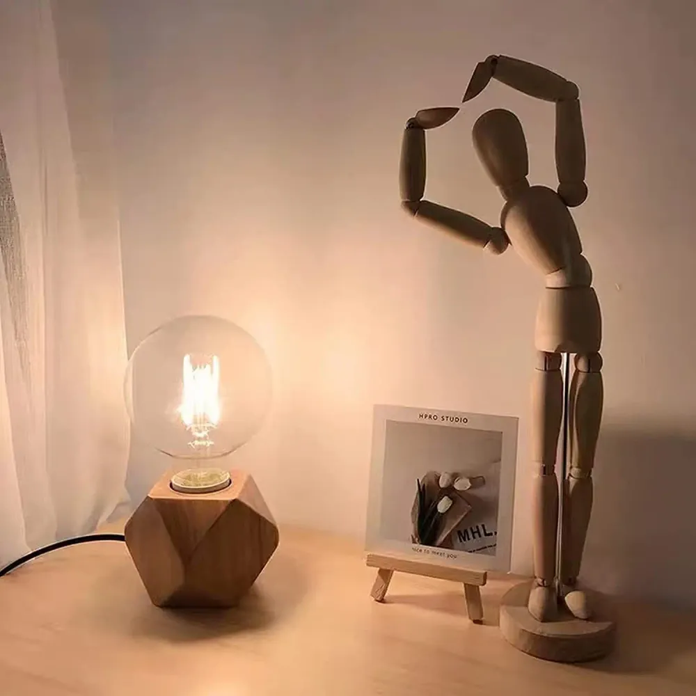 WoodWhimsy - Retro Houten Decoratie Lamp Selzar
