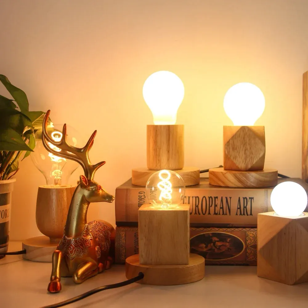 WoodWhimsy - Retro Houten Decoratie Lamp Selzar