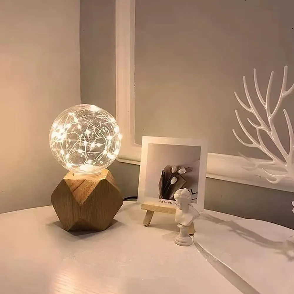 WoodWhimsy - Retro Houten Decoratie Lamp Selzar